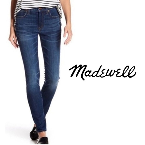Madewell 9” High Rise Skinny Jeans - Dark Creston - Size 28 - Picture 1 of 14